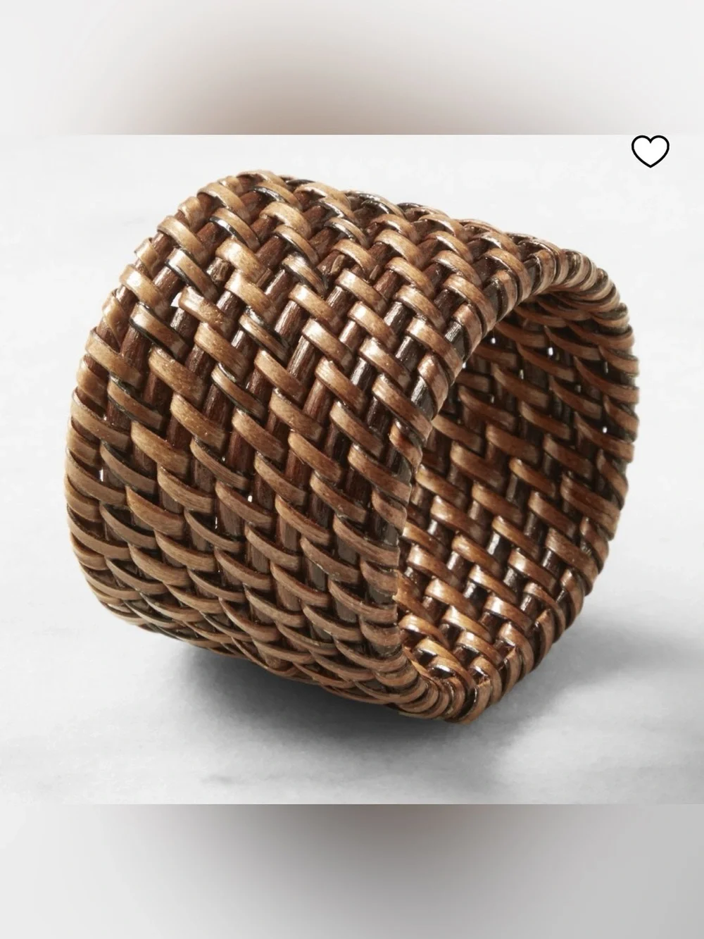 Williams Sonoma Nito Woven Brown Rattan Napkin Rings ~ Set of 4